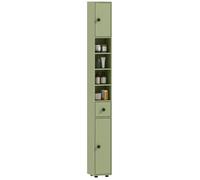 Meuble de salle de bain - kleankin - 4 étagères réglables 1 tiroir et 2 placards - 20x20x180cm - vert