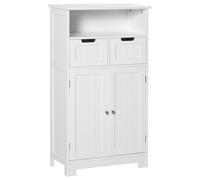 Meuble de salle de bain - kleankin - rangement 2 tiroirs niche placard porte étagère - bois - 60x30x109cm - blanc