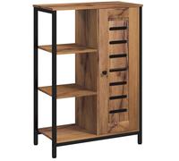 Meuble de salle de bain - kleankin - rangement industriel 3 étagères placard 2 niveaux porte lamelles - acier - 60x30x85cm - marron