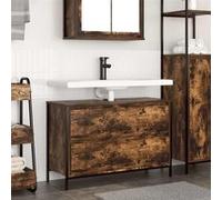 Meuble de salle de bain lavabo tiroirs chêne fumé 90x34,5x60 cm G