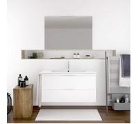 Meuble de salle de bain LOKI 100CM Blanc avec plan vasque et miroir. Avec porte serviettes en cadeau!!!