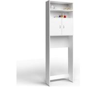 Meuble de salle de bain machine à laver blanc 195x63x20cm Rangement colonne de bain buanderie Etagère Armoire lave-linge Meuble WC