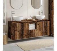 Meuble de salle de bain - MAISON EXCLUSIVE - Ensemble 3 pièces - Bois ancien - Double vasque - Montage mural