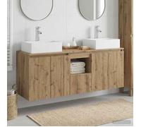 Meuble de salle de bain - MAISON EXCLUSIVE - Ensemble 3 pièces - Chêne artisanal - Montage mural - Sans trous pré-percés