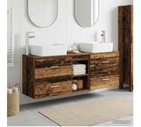 Meuble de salle de bain - MAISON EXCLUSIVE - Ensemble 3 pièces - Double vasque - Bois d'ingénierie - Suspendu