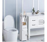 Meuble de salle de bain - MENGDA - Armoire 4 couches - Bois massif - Blanc