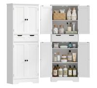 Meuble de salle de bain, meuble de rangement avec tiroir et 4 portes, style moderne, 60 x 30 x 160 cm, blanc