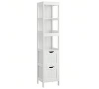 Meuble de Salle de Bain, Meuble de Rangement sur Pied, Commode à 2 Tiroirs, 3 Compartiments Ouverts, pour Salle de Bain, Salon, Cuisine, Blanc [Tiroirs amovibles] Vous pouvez changer les emplacements 