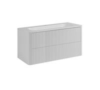 Meuble de salle de bain - Meuble de salle de bain 100 - Blanc - Vasque résine minérale incluse - Suspendu, 2 tiroirs