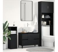 vidaXL Meuble de salle de bain Noir Chêne 80x33x60 cm Bois d'ingénierie Design contemporain