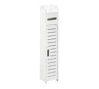 [en.casa] Meuble de Salle de Bain Placard Stylé Meuble de Rangement avec Dérouleur de Papier Toilette Porte-Rouleau Bois Composite 80 x 15 x 15 cm Blanc