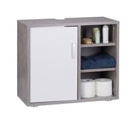 Meuble de salle de bain - RELAXDAYS - Dessous de Lavabo - 1 Porte - 3 Étagères - Gris 51x60x32cm