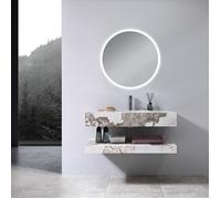 Meuble de salle de bain simple vasque 100cm effet marbre avec miroir LED LB-8399 LuxuryBain-