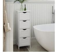 Meuble de Salle de Bain - SONGMICS - 4 Tiroirs - Blanc - 30x30x82 cm - Style Moderne