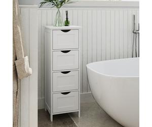 Meuble de Salle de Bain - SONGMICS - 4 Tiroirs - Blanc - 30x30x82 cm - Style Moderne