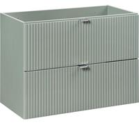 Meuble De Salle De Bain Sous Lavabo 80 Cm – 2 Tiroirs, Façade Fraisée, Couleur Reed Green