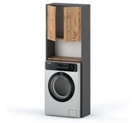 Meuble de salle de bain - STIV - Wotan - Chêne gris - Colonne 64 cm - Rangement moderne