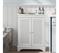 Meuble de salle de bain sur pied avec espace de rangement, armoire de salle de bain blanche avec porte en panier et étagère réglable, meuble de salle de bain moderne indépendant, salon