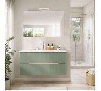 Kiamami Valentina Meuble Salle de Bain Suspendu 100 cm Magnolia chêne Glace