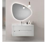 Meuble de salle de bain suspendu 70 cm avec 2 tiroirs RIGHE gris perle - Raffiné et moderne