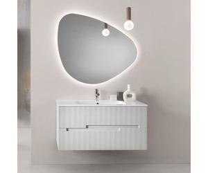 Meuble de salle de bain suspendu 70 cm avec 2 tiroirs RIGHE gris perle - Raffiné et moderne