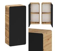 Meuble de salle de bain suspendu anthracite satiné avec chêne Wotan Nb., 1 porte