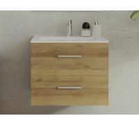 Meuble de salle de bain suspendu avec simple vasque - Coloris naturel clair - 60 cm - KAYLA