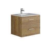 Meuble de salle de bain suspendu avec simple vasque - Coloris naturel clair - 60 cm - KAYLA