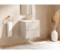 Meuble de salle de bain suspendu avec vasque à encastrer - Beige - 60 cm - ONDIL