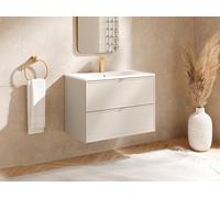 Meuble de salle de bain suspendu avec vasque à encastrer - Beige - 80 cm - ONDIL