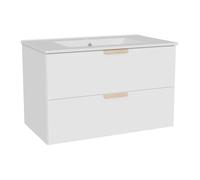 Meuble de salle de bain suspendu avec vasque à encastrer - Blanc - L80 cm - AVORELI