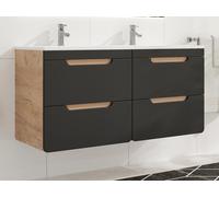 Meuble de salle de bain suspendu avec vasque à encastrer - Coloris naturel et anthracite - 120 cm - ARUBA