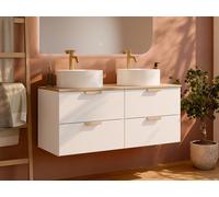 Meuble de salle de bain suspendu avec vasque à poser ronde ? Blanc ? L120 cm ? AVORELI