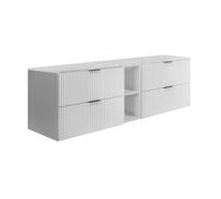 Meuble de salle de bain suspendu, blanc / marbre blanc (MDF), 180 x 57 x 46 cm