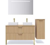 Meuble de salle de bain suspendu double vasque 120cm Chêne cannelé - HOMIFAB Venice