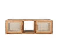 Meuble de salle de bain suspendu en bois teck massif et cannage rotin L120 cm BALIA