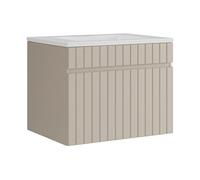 Vente-unique - Meuble de Salle de Bain Suspendu strié Beige avec Vasque à encastrer - 60 cm - SATARA