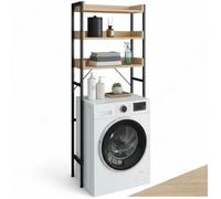 Meuble de salle de bain - TECTAKE - Étagère de salle de bain SEATTLE, 3 étagères en bois et acier, 67 x 25 x 165,5 cm - Bois clair