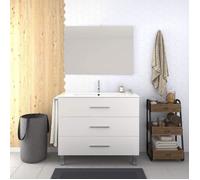 Meuble de salle de bain VÁLI 100CM Blanc avec plan vasque et miroir. Avec porte serviettes en cadeau!!!