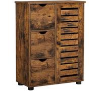 VASAGLE Meuble de Salle de Bain, Buffet, Armoire, Placard de Rangement avec 3 tiroirs, 2 étagères intérieures réglables en Hauteur, pour Salon, Cuisine, Couloir, Marron Rustique BBK143X01