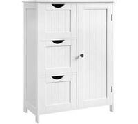 Meuble de Salle de Bain VASAGLE avec 3 Tiroirs et 1 Placard 60 x 30 x 81 cm, Blanc BBC49WT Blanc G