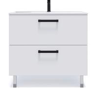 Meuble de salle de bain vasque intégrée 90cm 2 tiroirs Blanc - Chelsea