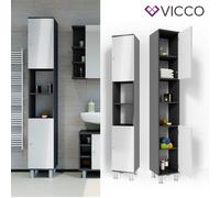 Vicco Meuble Salle de Bain Fynn, Anthracite, 30x190cm | pour le rangement des accessoires de salle de bain et des serviettes