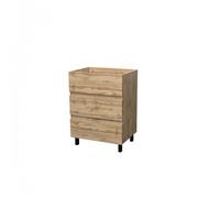 Meuble de salle de bains 3 tiroirs - 60 cm - avec pieds - Timber AURLANE