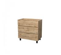 Meuble de salle de bains 3 tiroirs - 80 cm - avec pieds - Timber AURLANE