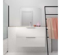 Meuble de Salle de Bains 80cm Suspendu Blanc 2 Tiroirs - Vasque Blanche - ELEMENTARY