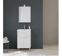 Kiamami Valentina - Meuble de Salle de Bains au Sol de 56,5 cm avec lavabo et Miroir Blanc.