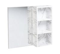 Meuble de salle de Bains avec Armoire à Glace Effet Marbre Blanc Joinville