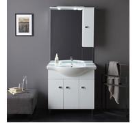 Kiamami Valentina Meuble de Salle de Bain 85 cm Blanc Brillant 3 Portes