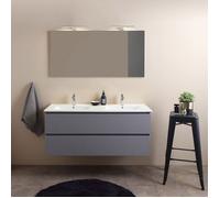 Kiamami Valentina - Meuble de Salle de Bain Suspendu avec 2 tiroirs et Double lavabo de 120 cm en Gris
